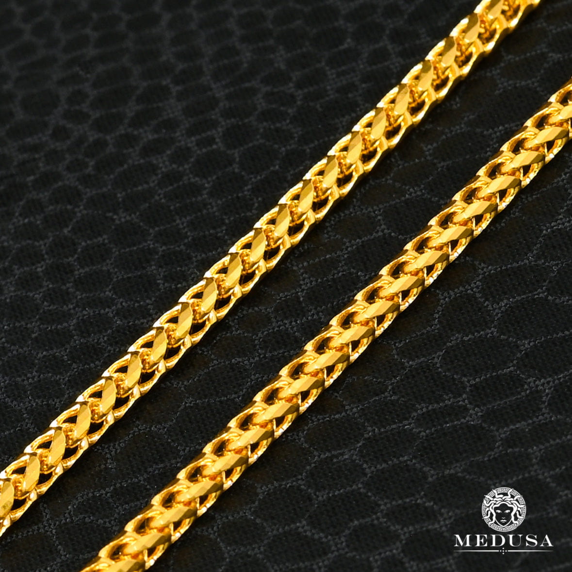22K Gold Chain Franco 916 Chain Medusa Jewelry