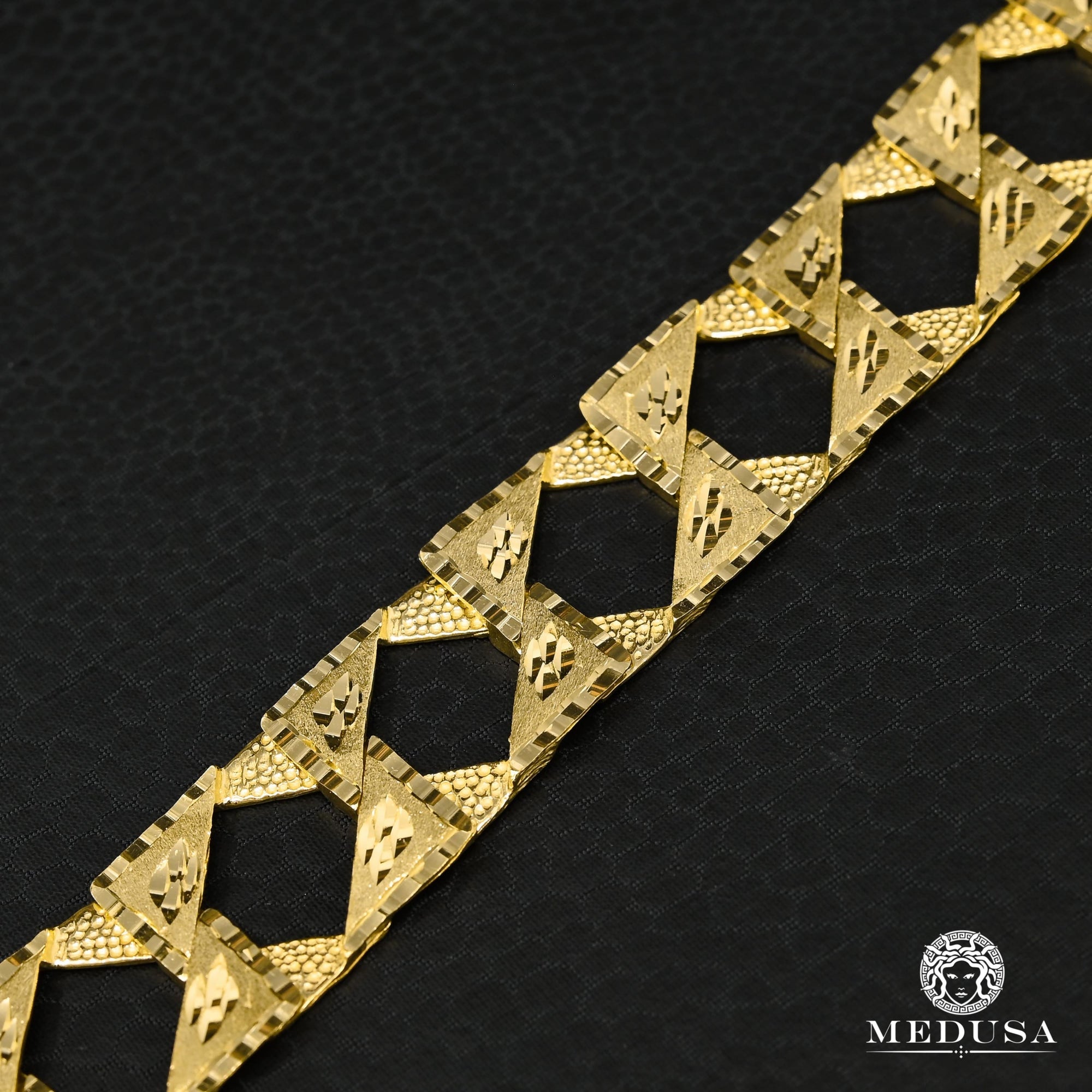10K Gold Bracelet | 20mm Men's Bracelet Meshy Square Bracelet