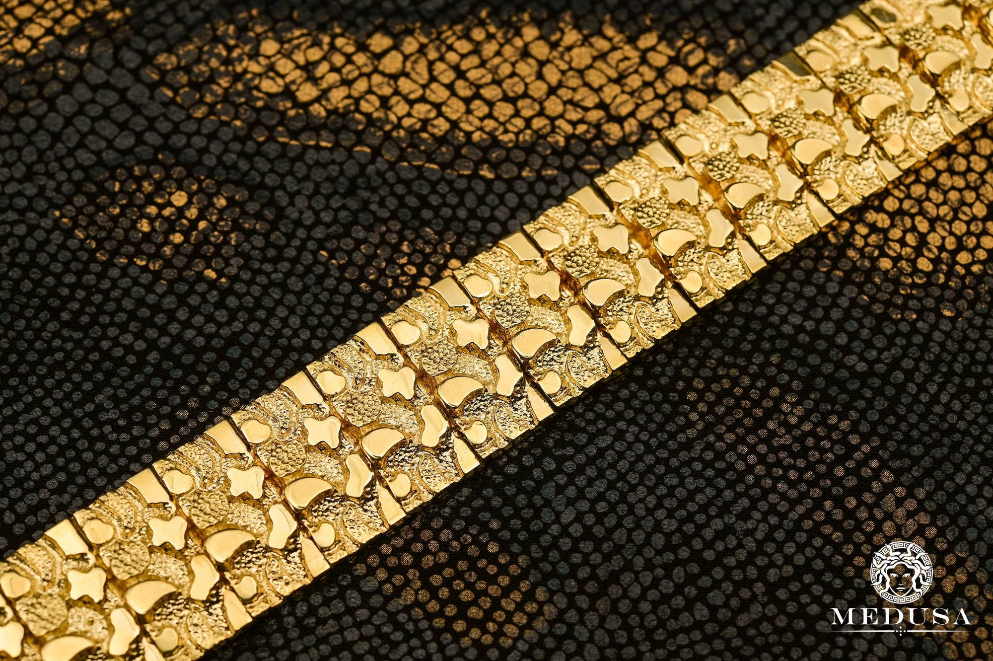 Bracelet en Or 10K | Bracelet Homme 21mm Bracelet Nugget 8.5’’ / Or Jaune