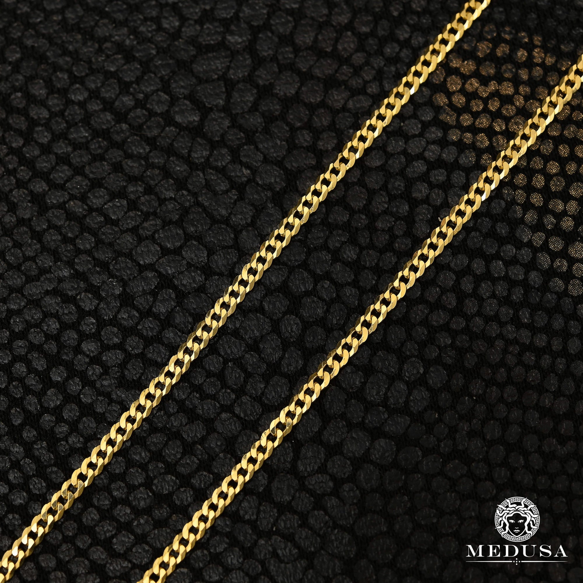 10K Gold Chain 2mm Baby Flat Curb Link Chain Medusa Jewelry