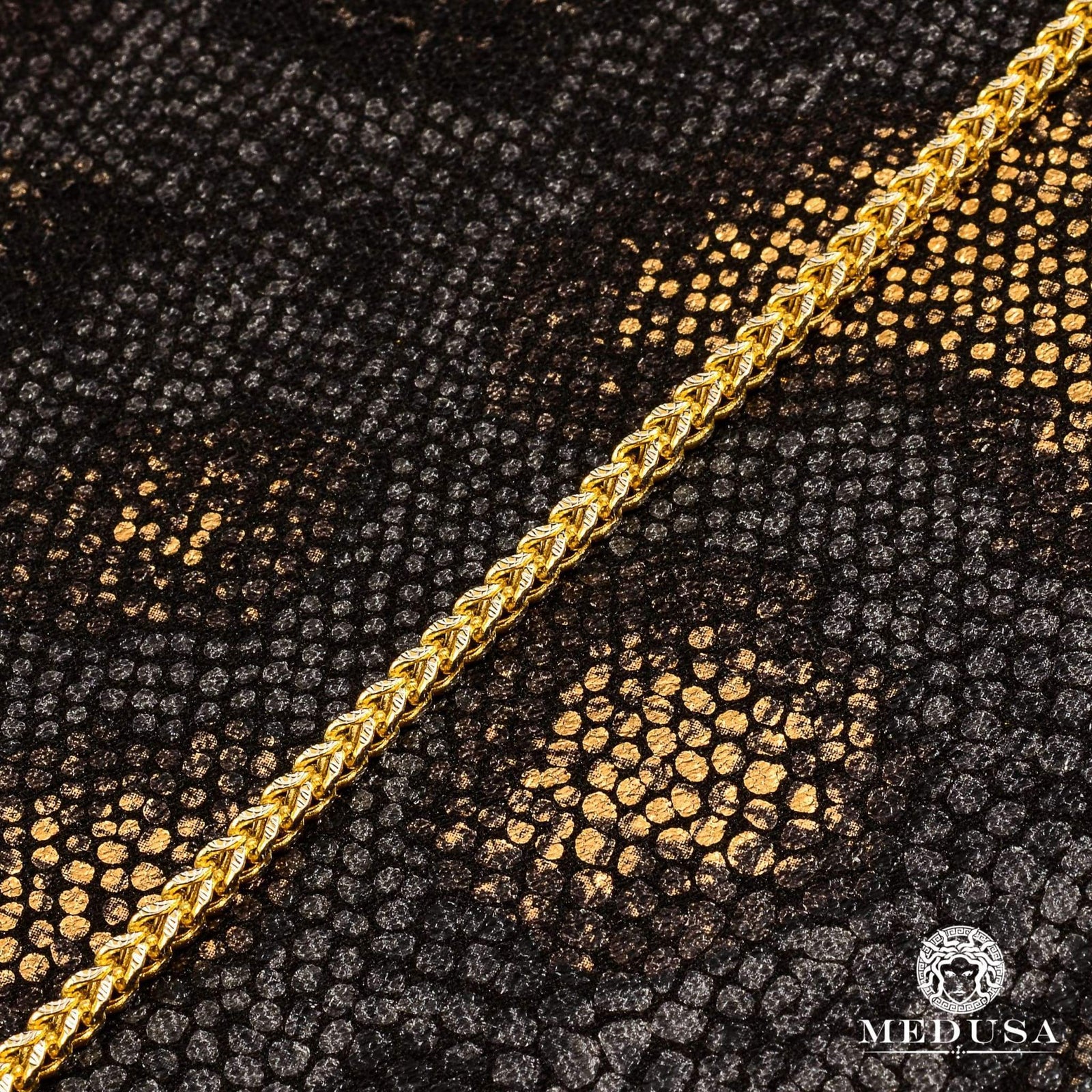 Bracelet en Or 10K | Bracelet Homme 3mm Bracelet Franco 2 Tons 7.5’’ / Or Jaune