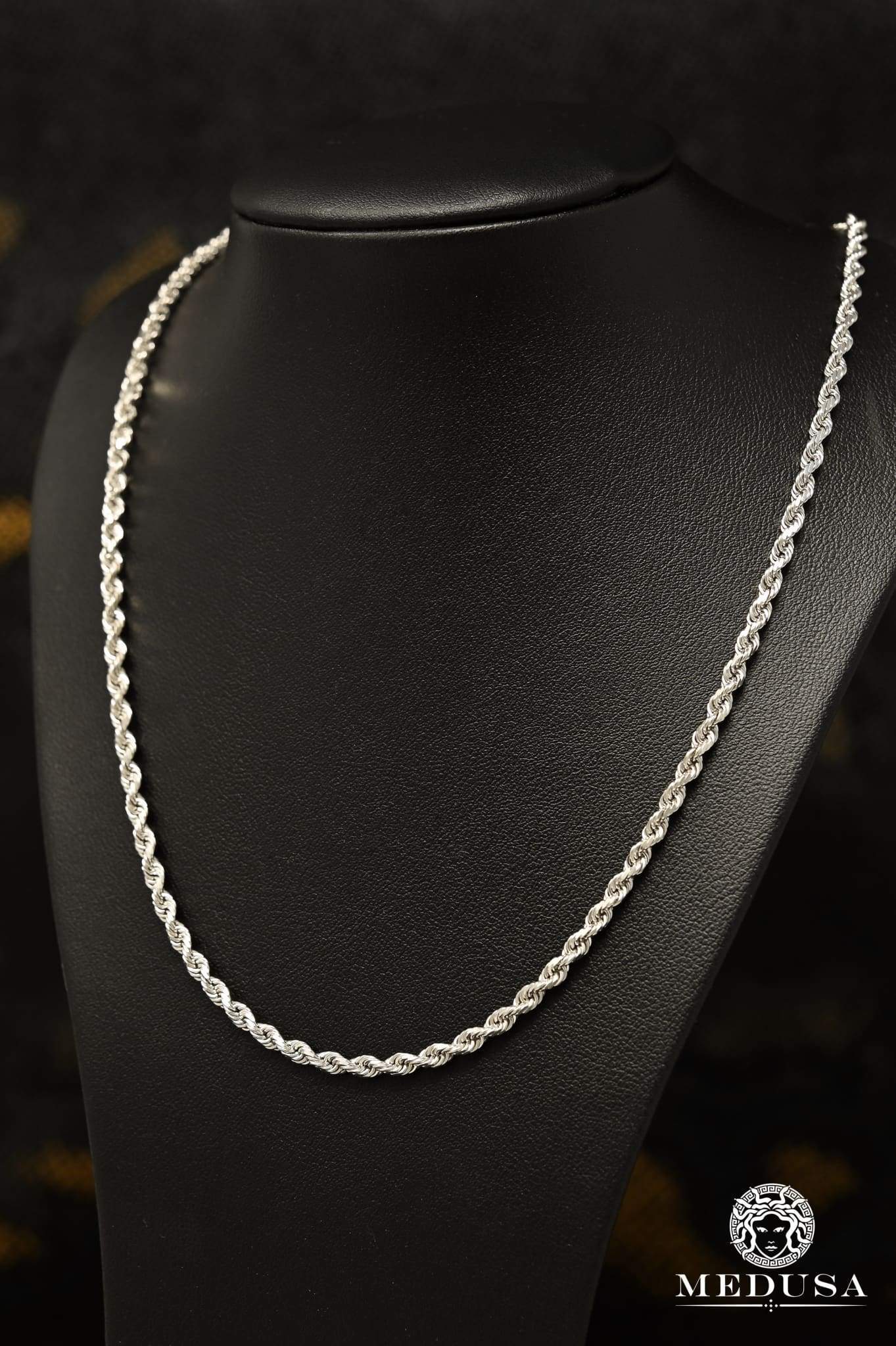10K Gold Chain | 3mm chain Rope Solid Gold White