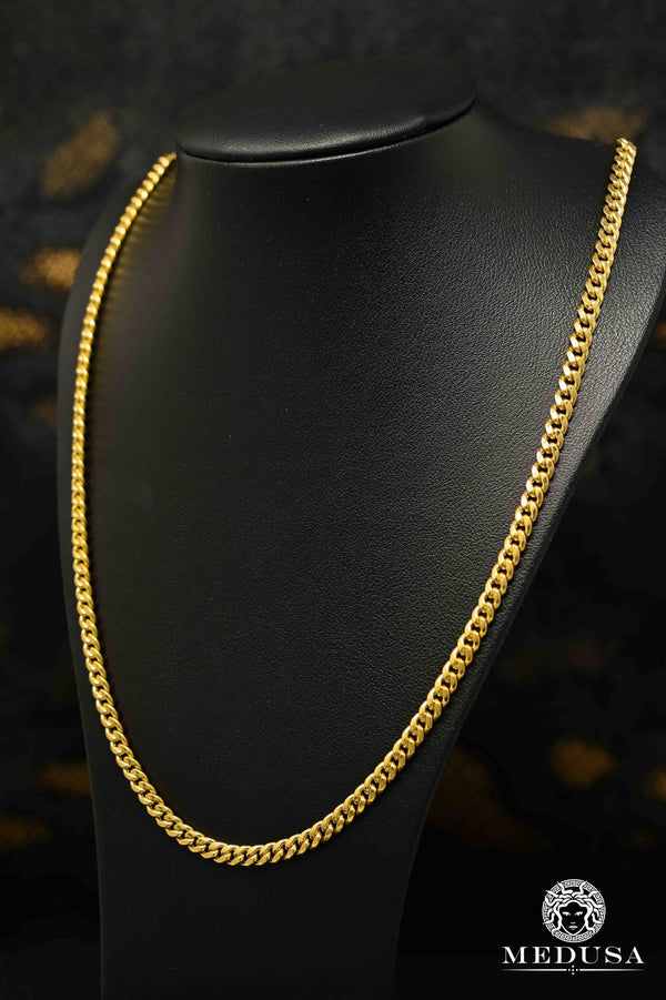 14k Gold Vermeil Miami Cuban Link Chain With Moissanite Box Clasp - Men's & Women's Necklace