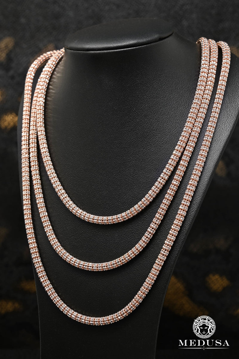 Chaîne en Or 10K | 4.5mm Ice Chain Rose 2 Tons