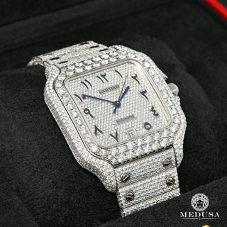 40mm Cartier Santos 100 - Full Arabic Iced - Stainless