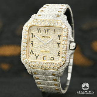 40mm Cartier Santos 100 XL - Full Arabic Dial Iced  - Gold 2 Tones