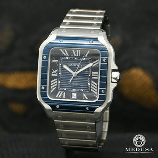 40mm Cartier Santos 100 XL - Full Blue Bezel - Stainless