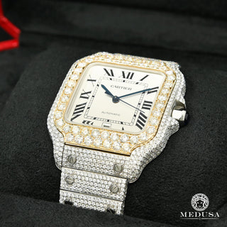 Cartier Santos 100 XL de 40 mm - completamente helado - Dorado 2 Tonos