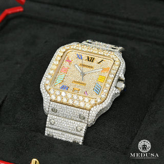 40mm Cartier Santos 100 XL - Full Iced Rainbow  - Gold 2 Tones