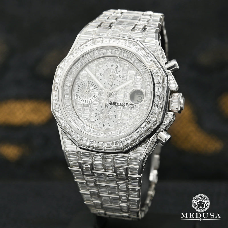 Audemars Piguet Watch | Audemars Piguet Offshore 42mm Men&#39;s Watch - Full Iced Emerald Cut White Gold