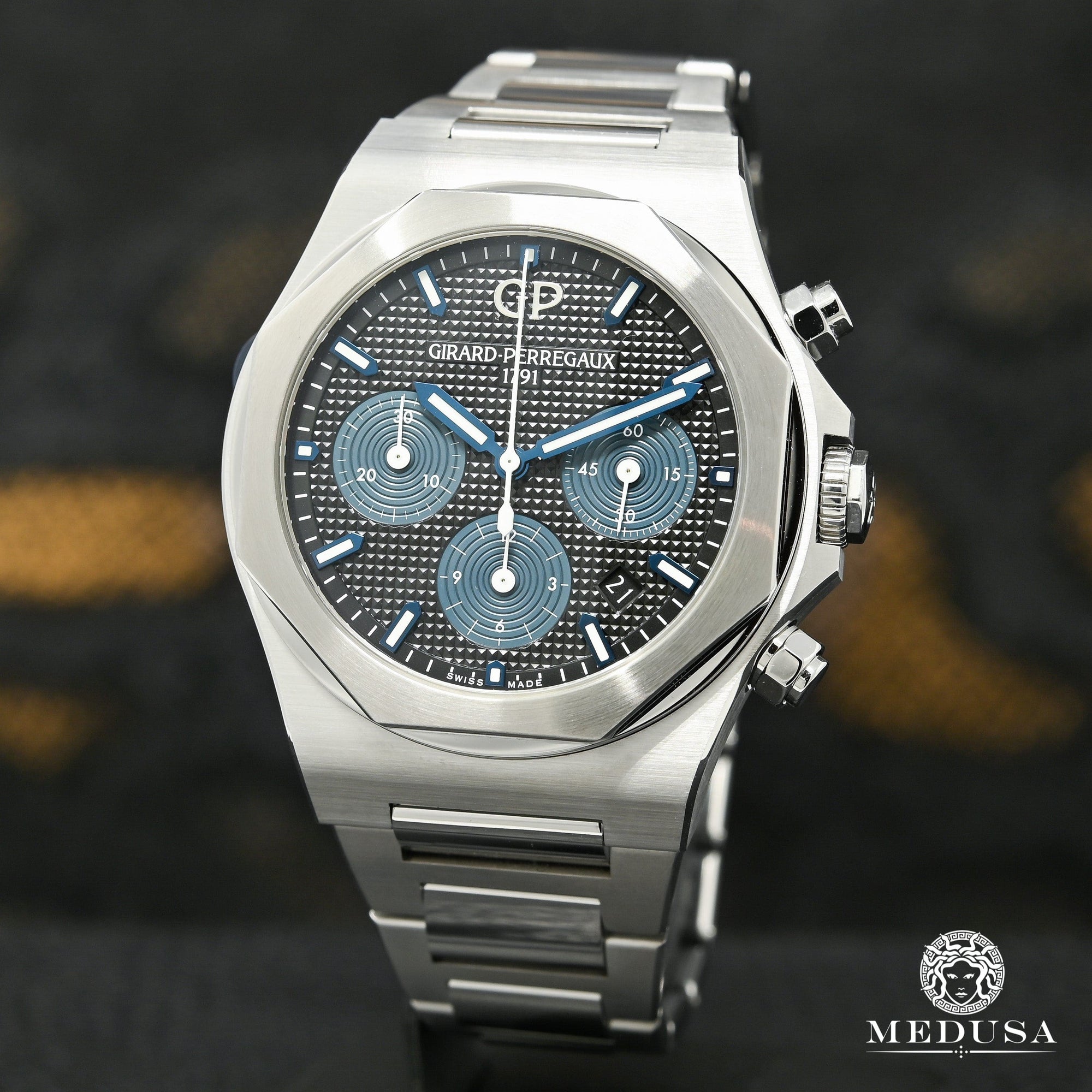 Girard Perregaux watch | Men's Watch 44mm Girard Perregaux Laureato Chronograph Blue Stainless