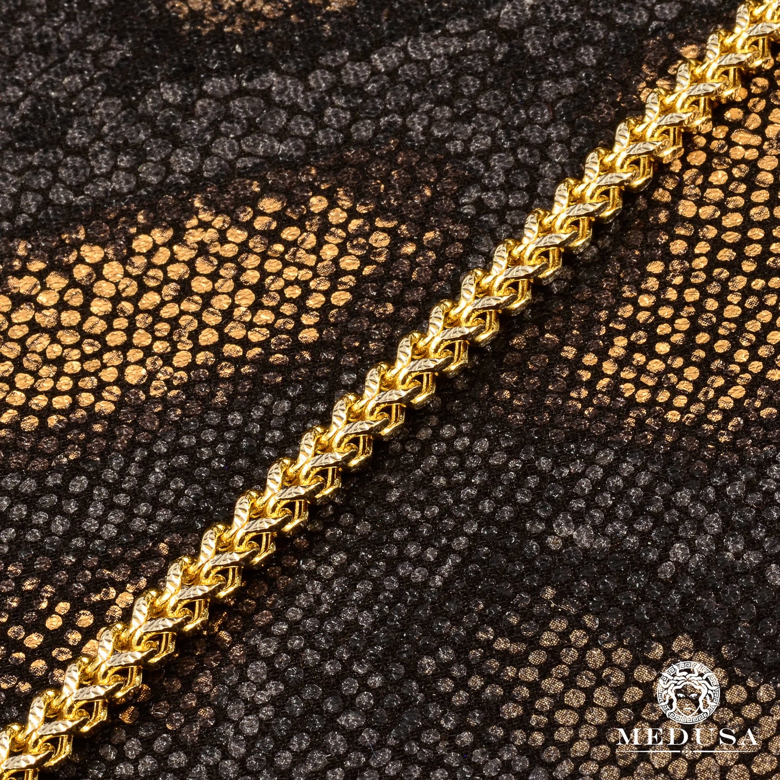 10K Gold Bracelet | Men's Bracelet 4mm Franco 2 Tone Bracelet