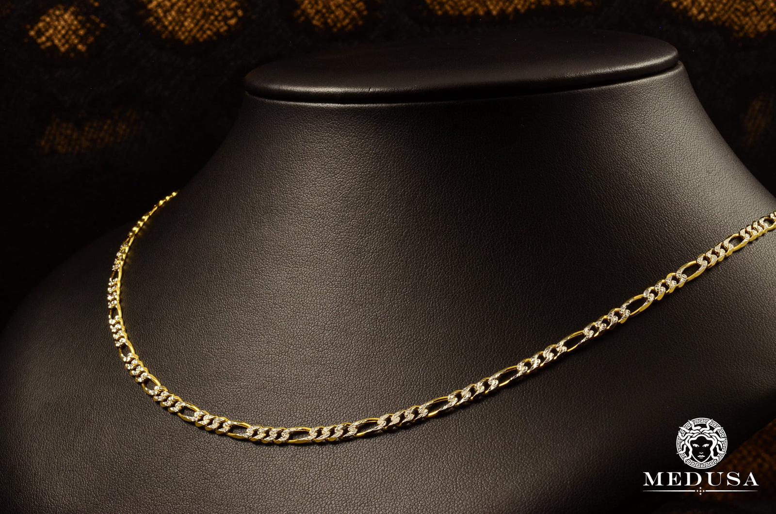 10K Gold Chain | Curb Chain 4mm Figaro Diamond Cut