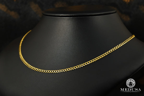 10K Gold Chain 4mm Flat Curb Link Chain Medusa Jewelry