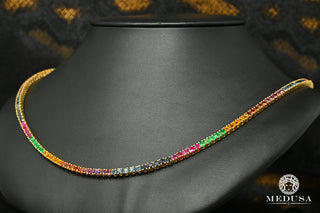 Cadena de tenis de 4 mm - Arco iris - 20'' / Oro amarillo