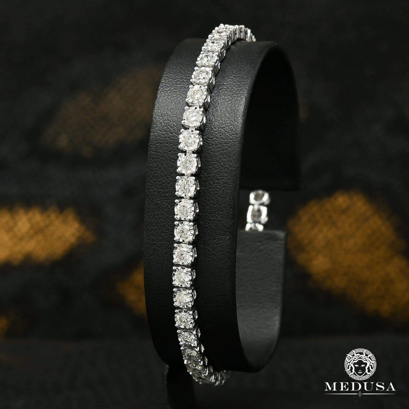 Bracelet à Diamants en Or 10K | Homme 4mm Tennis Invisible Blanc - Diamant