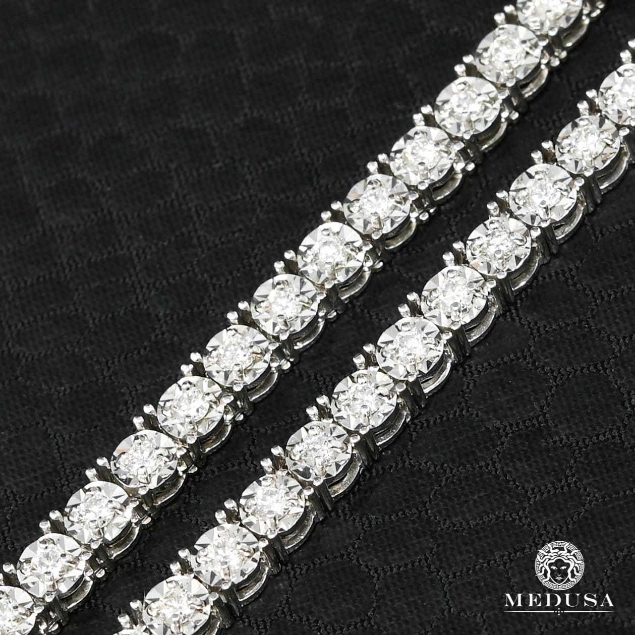 10K Gold Diamond Chain | Tennis Chain 4mm Tennis Invisible Prong White Gold