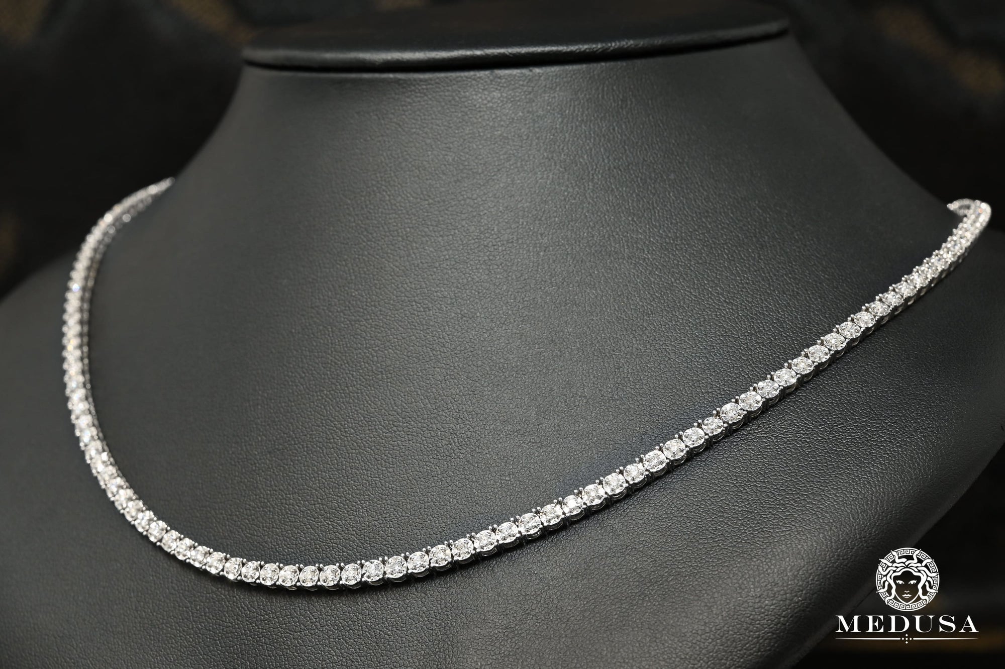 10K Gold Diamond Chain | Tennis Chain 4mm Tennis Invisible Prong White Gold
