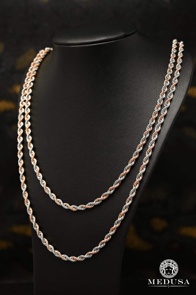 10K Gold Chain | 4mm chain Rope Rose Gold 2 Tones