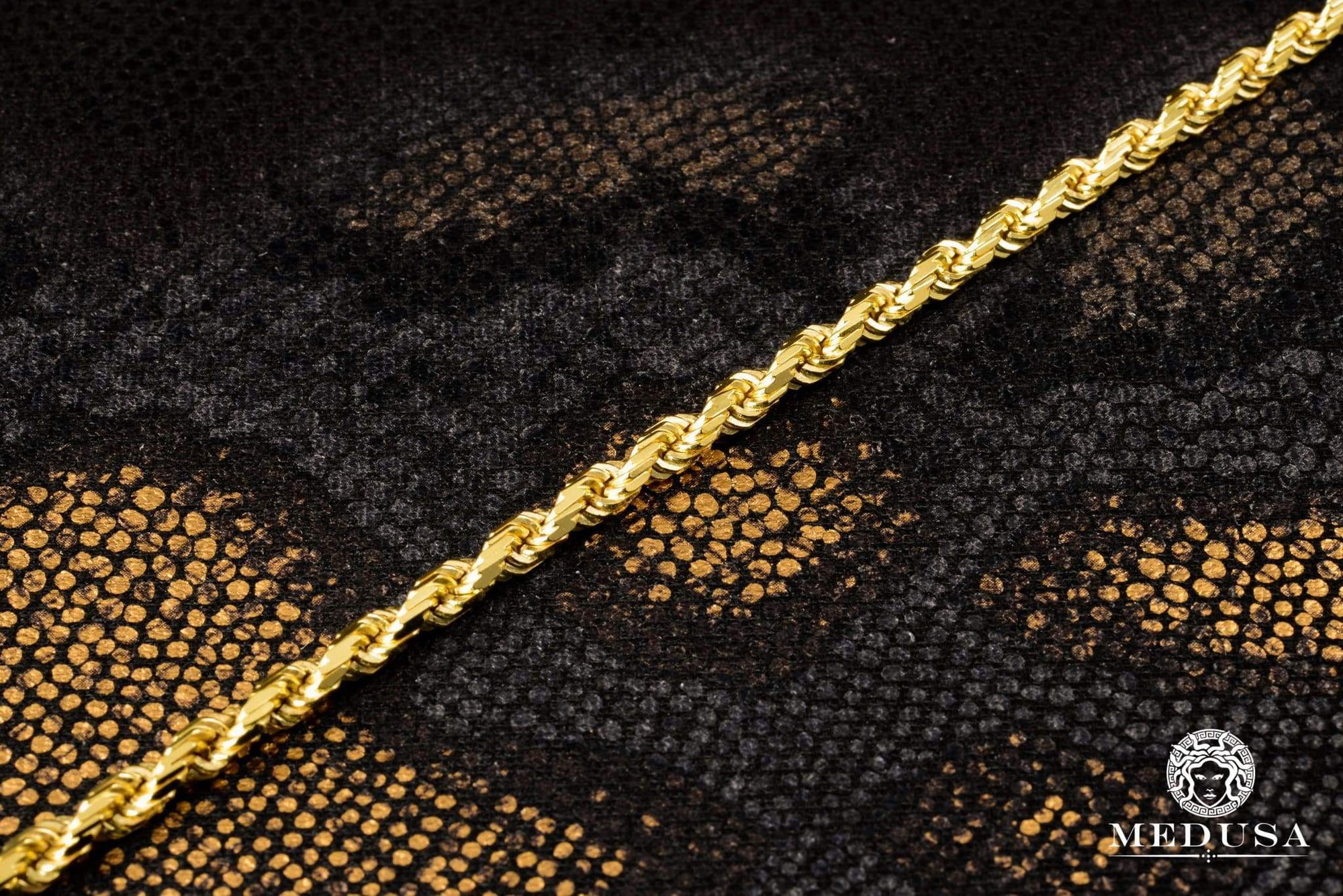 10K Gold Chain | 4mm chain Rope Solid Diamond Lock