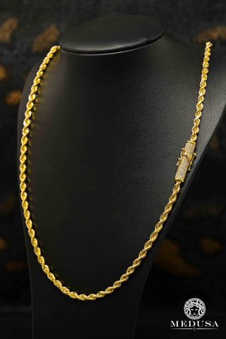 4mm Torsade Solid Diamond Lock - 20'' / Or Jaune