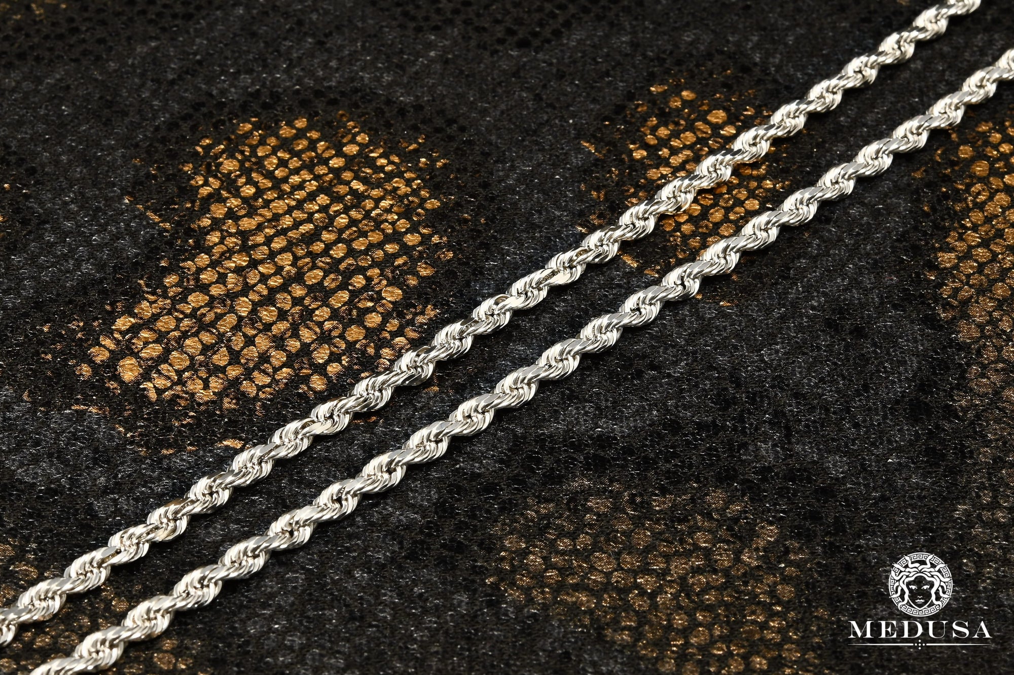 10K Gold Chain | 4mm chain Rope Solid Gold White