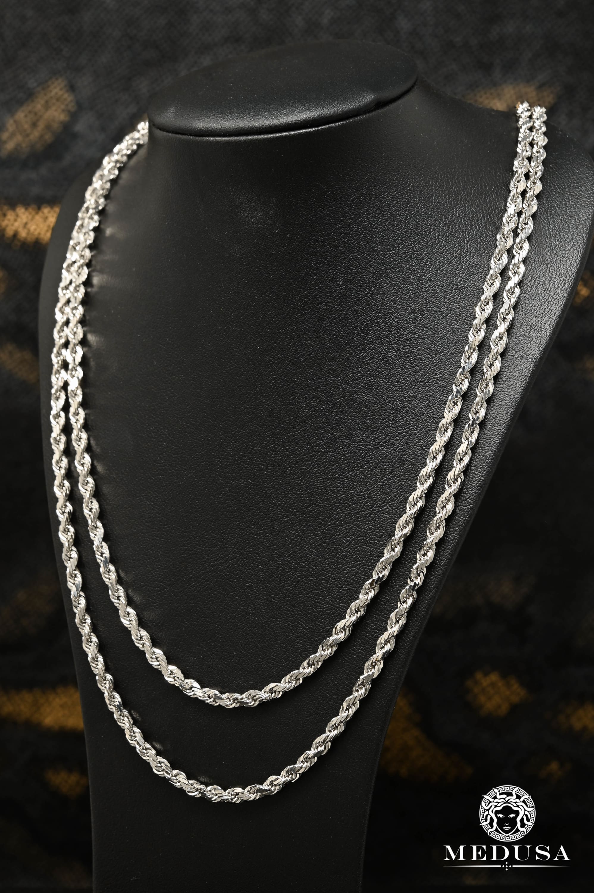 10K Gold Chain | 4mm chain Rope Solid Gold White
