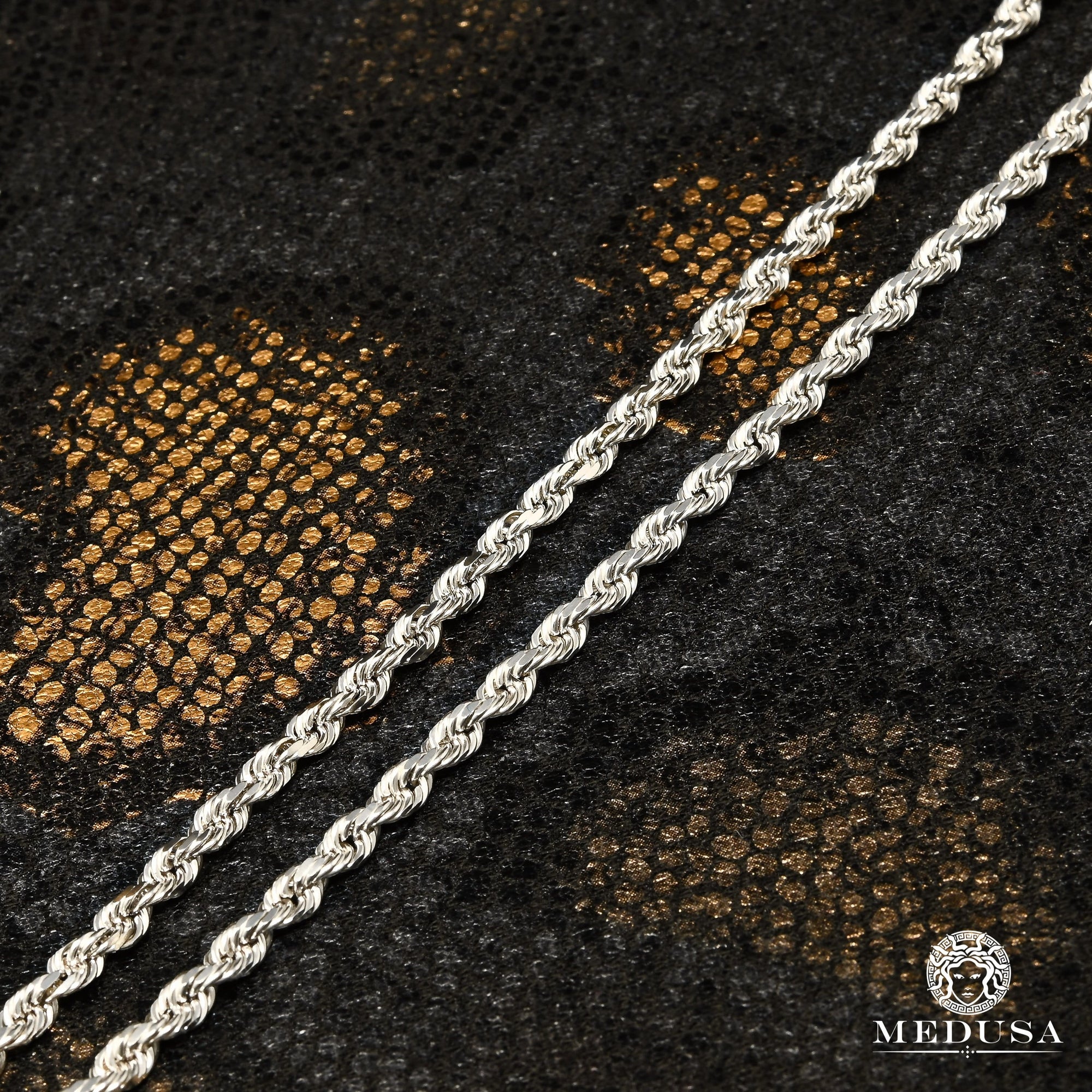 10K Gold Chain | 4mm chain Rope Solid Gold White