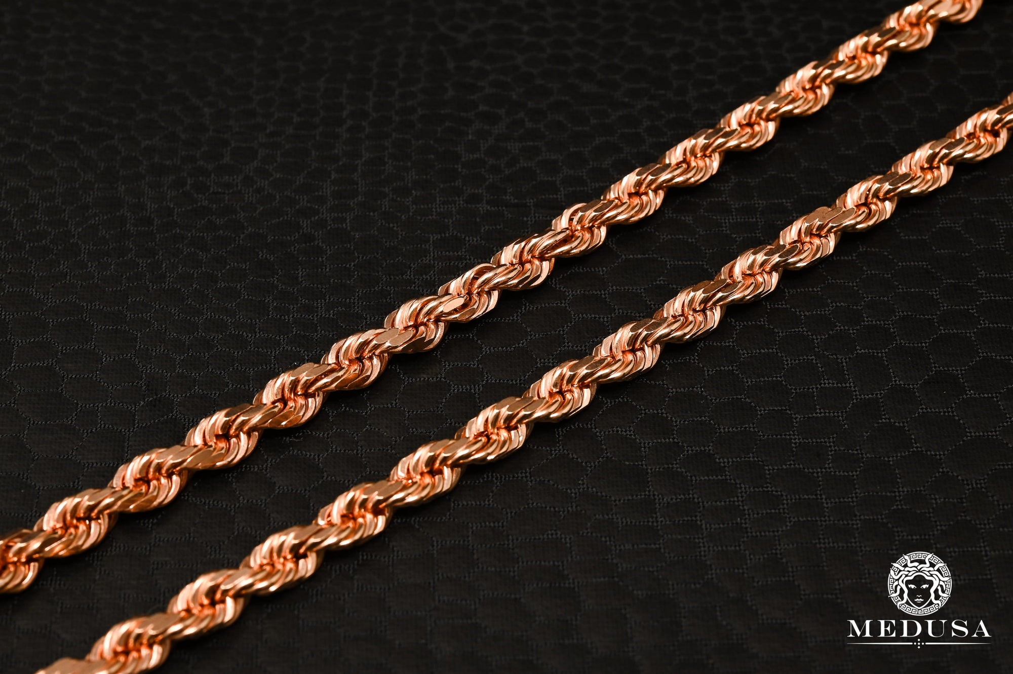 10K Gold Chain | 4mm chain Rope Solid Rose Gold
