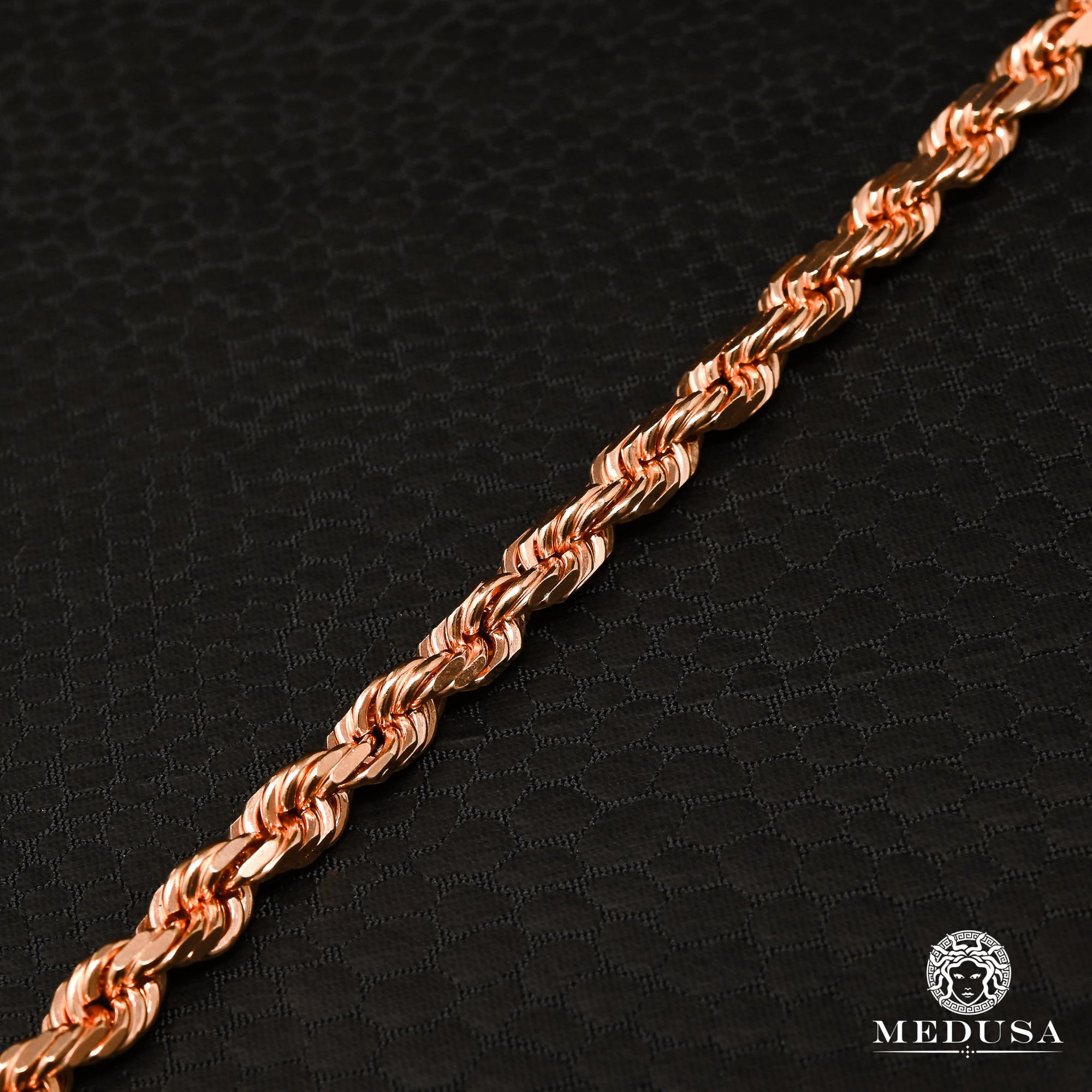 10K Gold Chain | 4mm chain Rope Solid Rose Gold