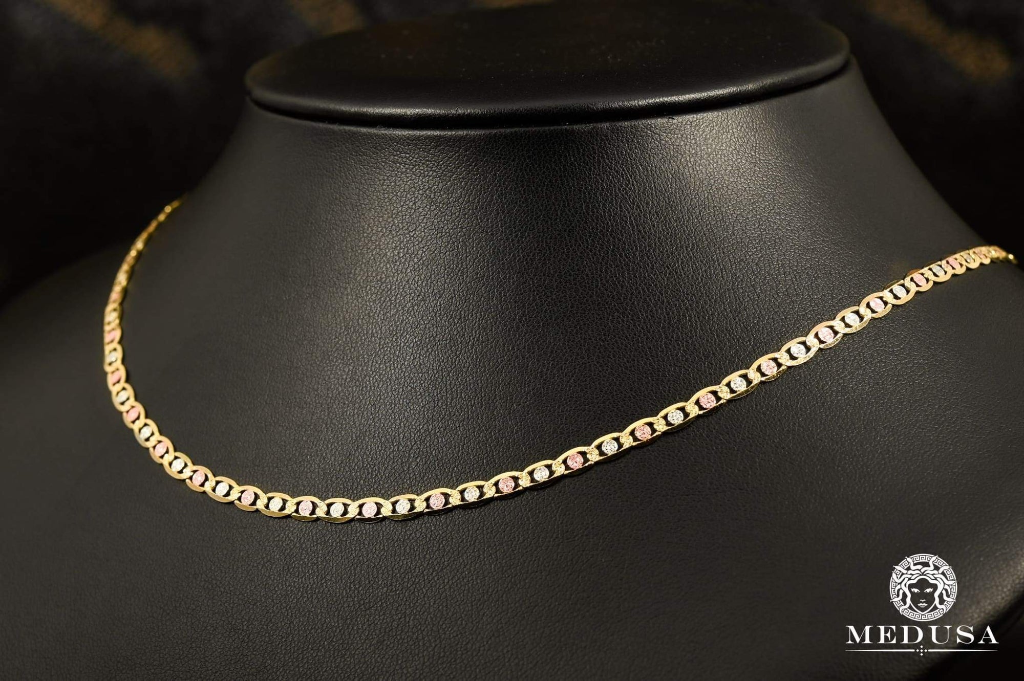 10K Gold Necklace | Women's Necklace 4mm Valentino 3 Tones