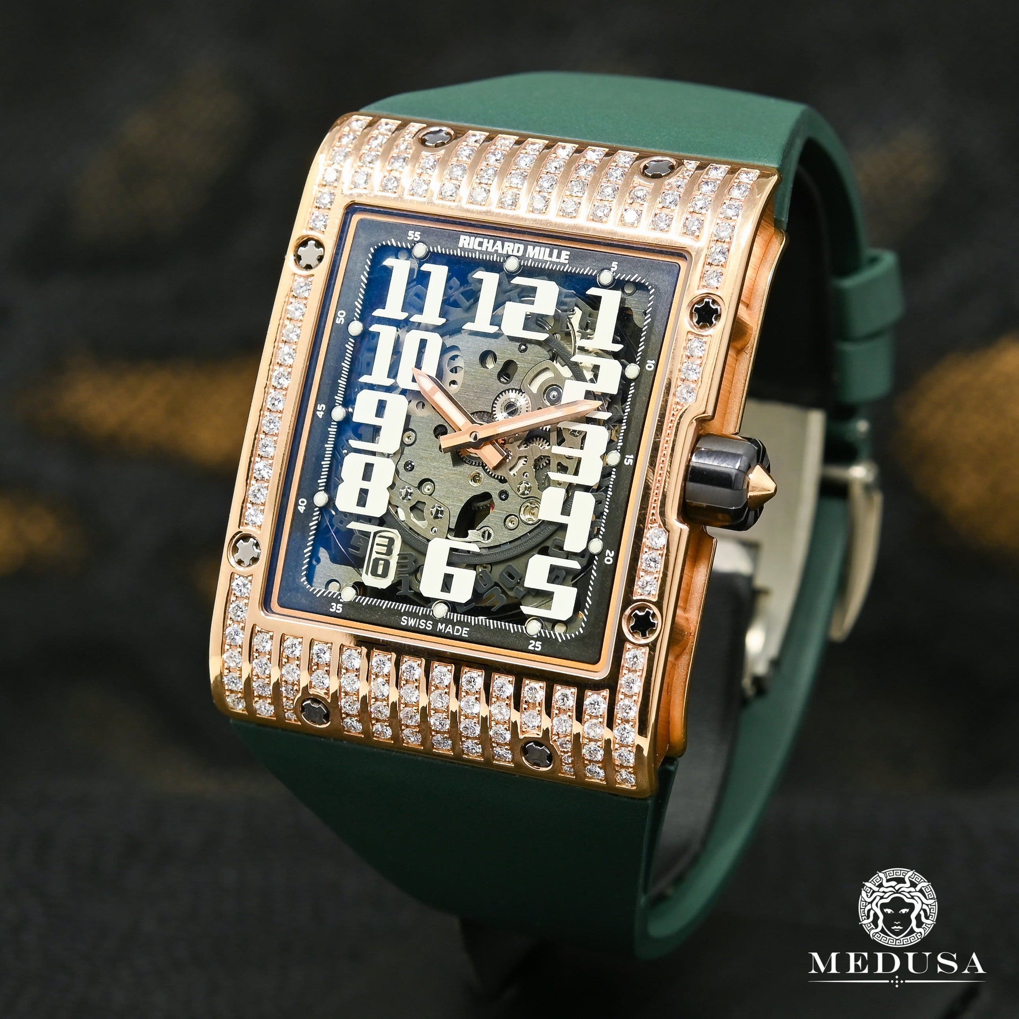 Richard Mille watch | Men's Watch 50mm Richard Mille Rose Gold Factory Diamond - RM016 Rose Gold