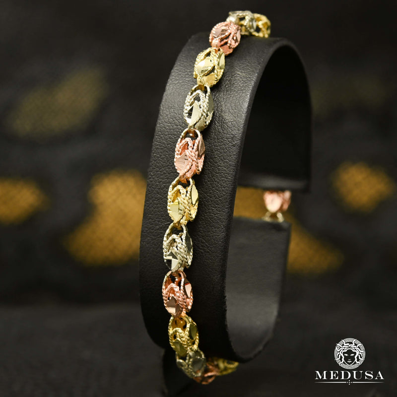 10K Gold Bracelet | Women&#39;s Bracelet 5mm Turkish Bracelet Rope 3 Tones 7.5&#39;&#39; / Gold 3 Tones