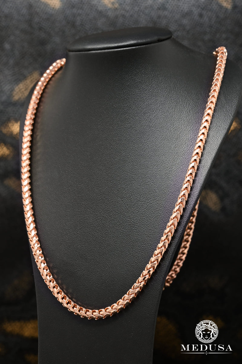 18K Gold Chain 5mm Solid Rose Gold 750 Franco Chain Medusa Jewelry