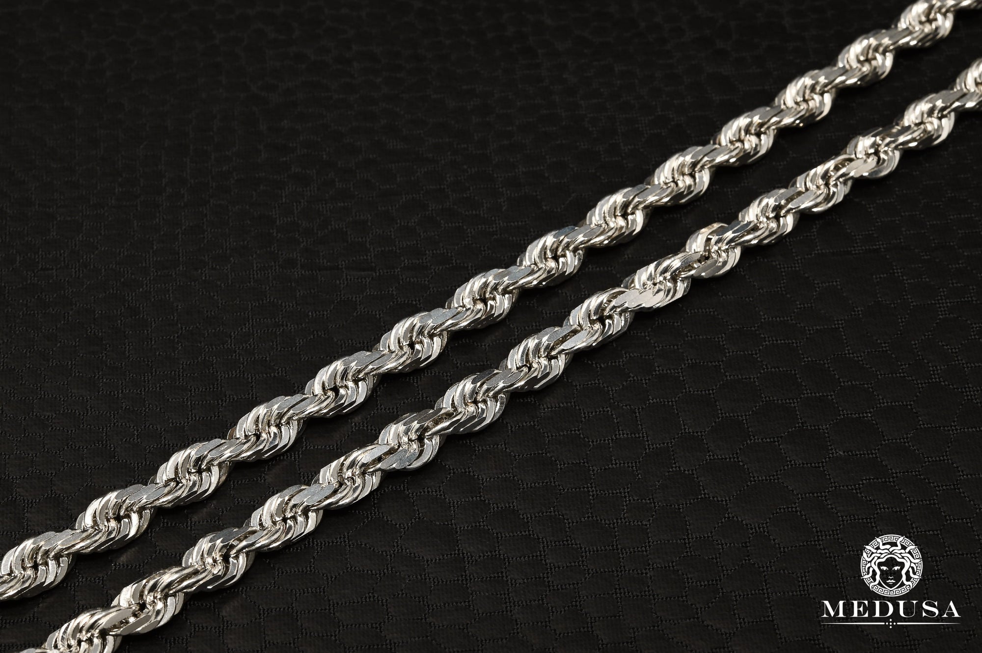 10K Gold Chain | 5mm chain Rope Solid Gold White