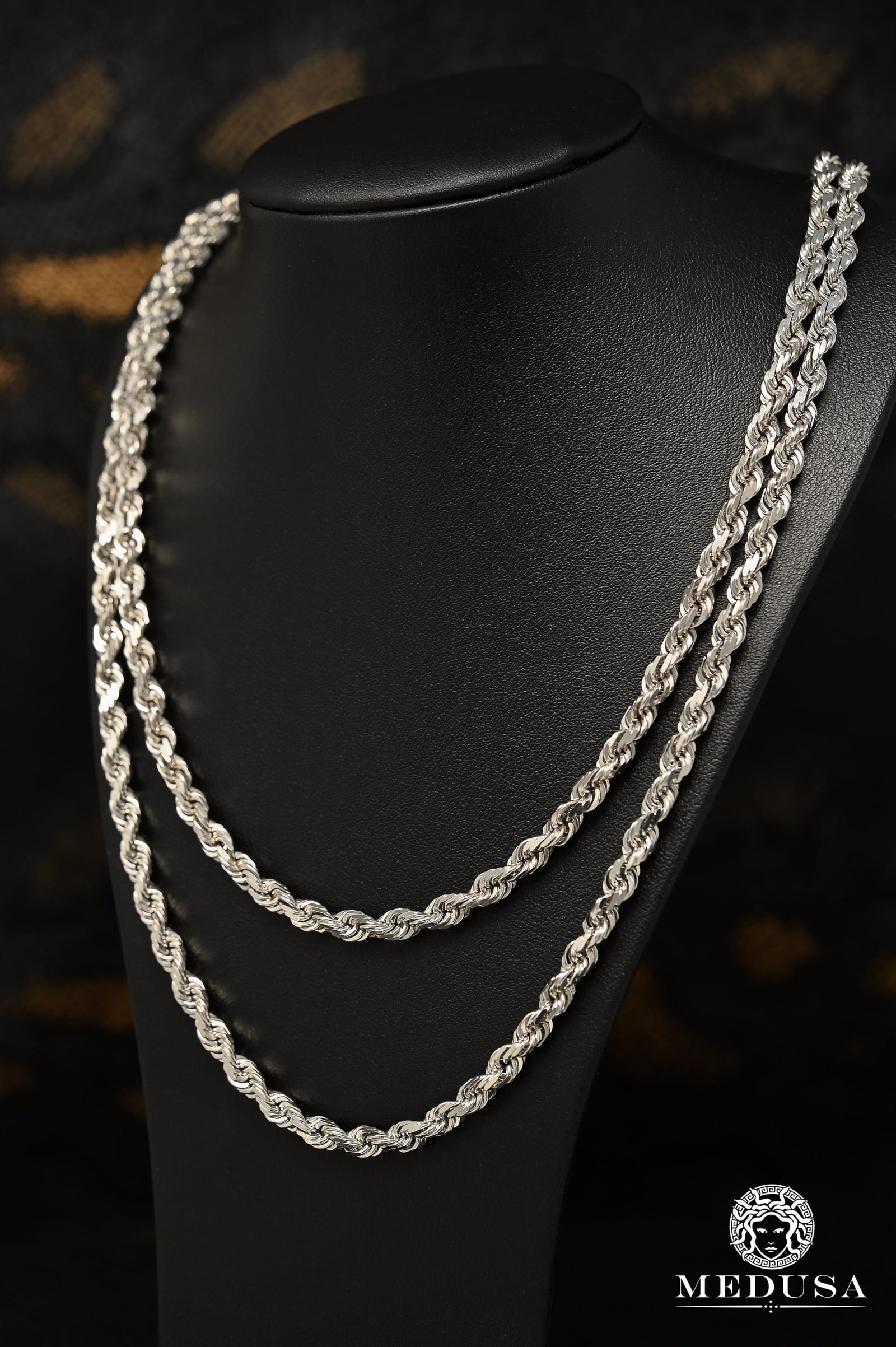 10K Gold Chain | 5mm chain Rope Solid Gold White