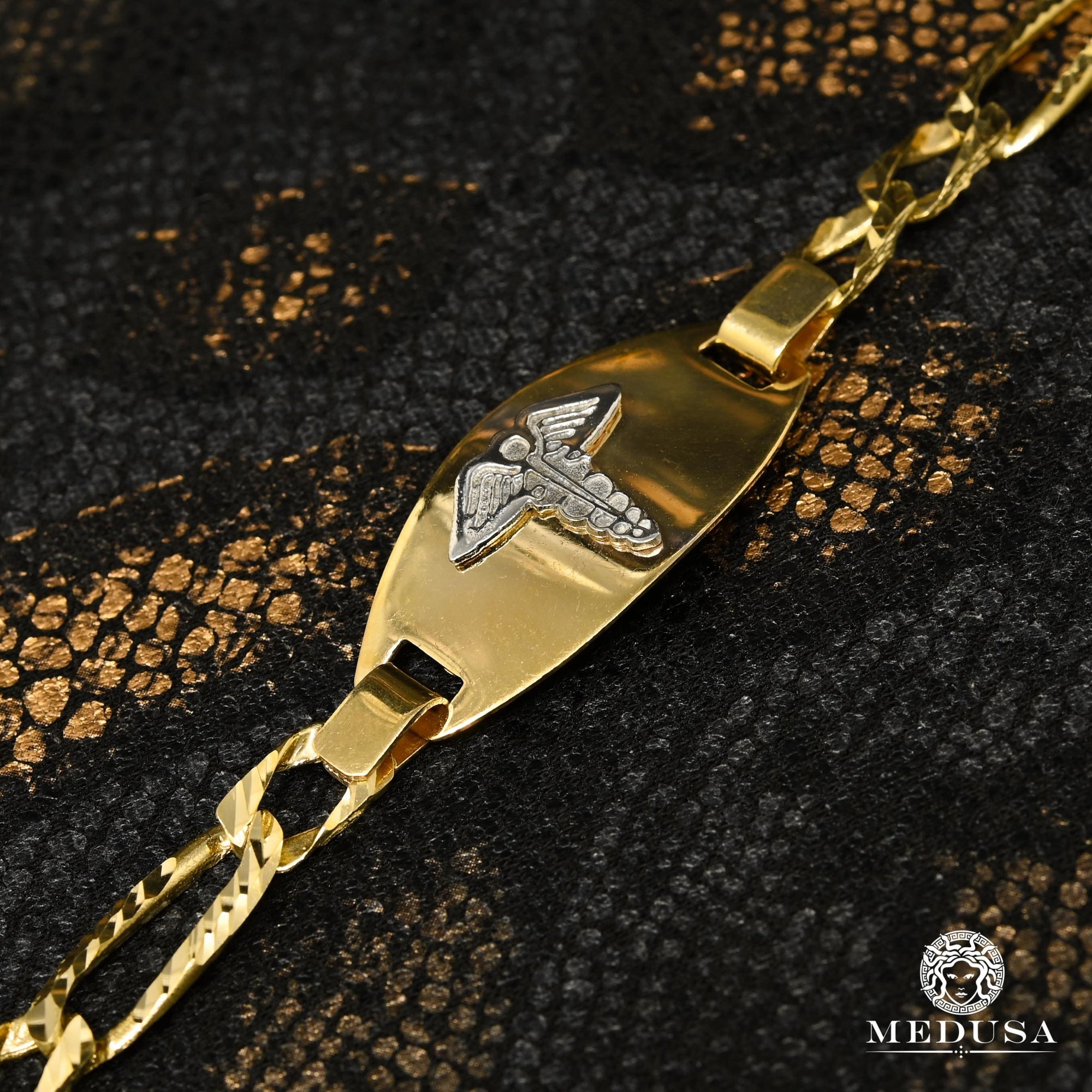 10K Gold Bracelet | Men's Bracelet 6.5mm Medical Bracelet M410-F