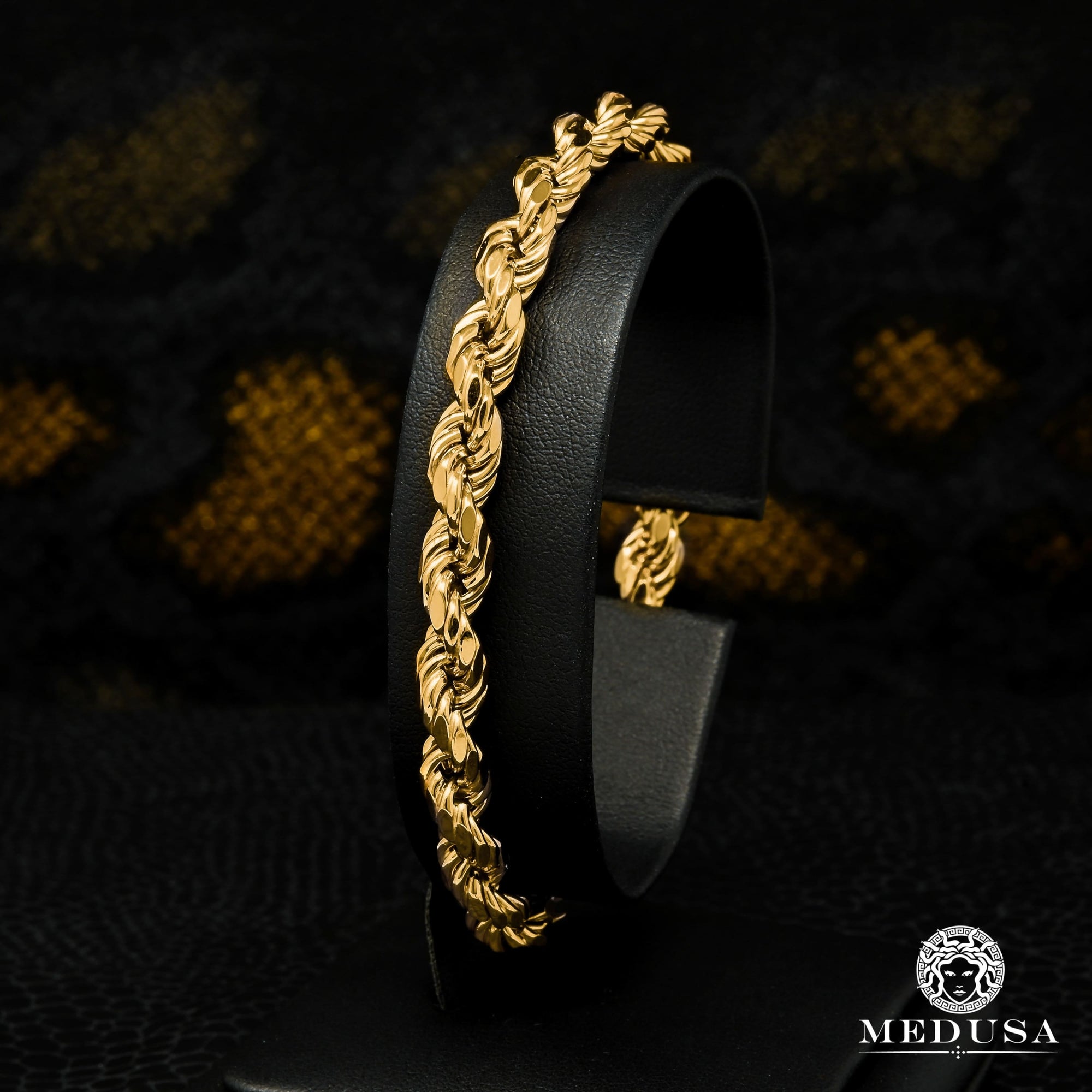10K Gold Bracelet | Men's Bracelet 6.5mm Bracelet Rope Diamond Cut