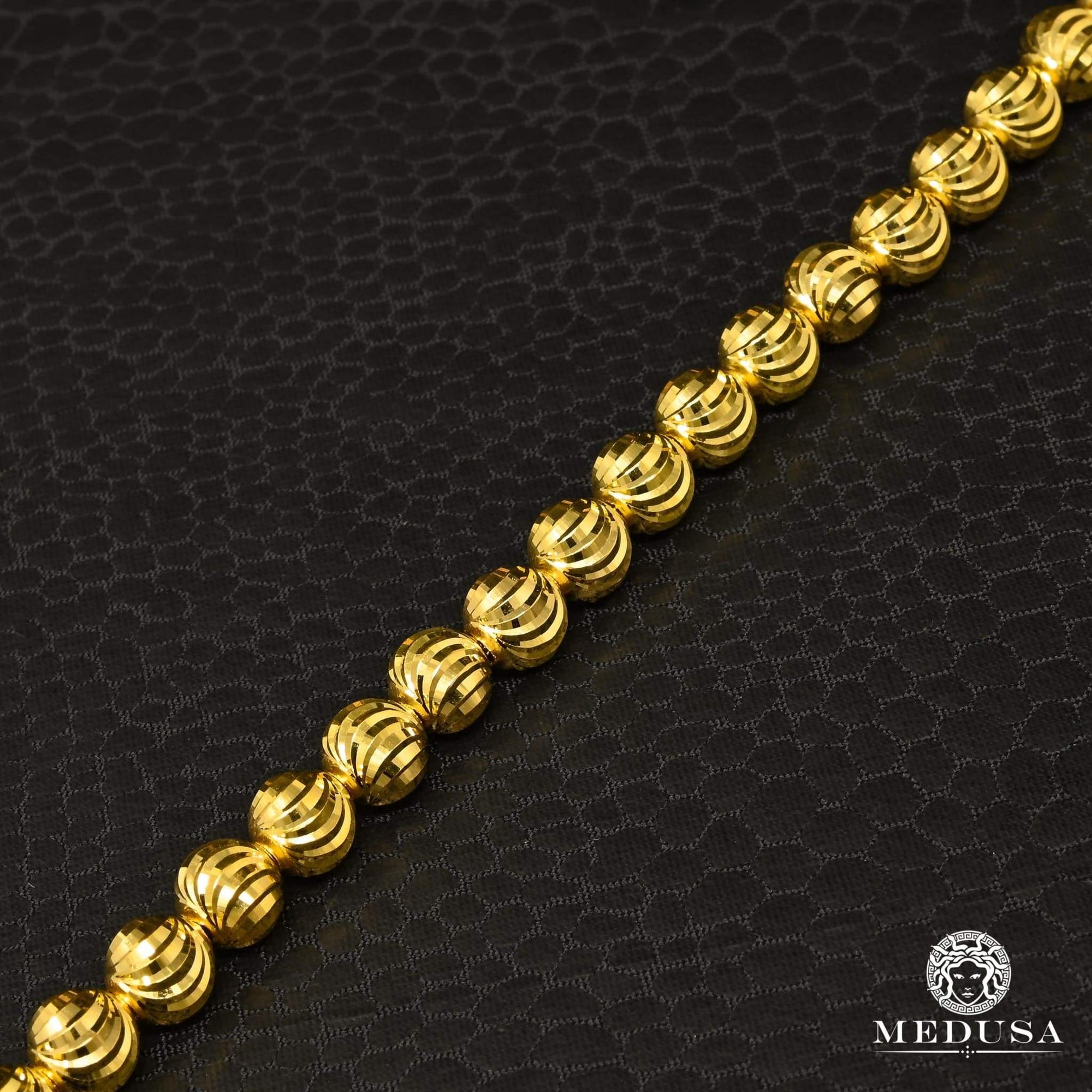 10K Gold Bracelet | Women's Bracelet 6mm Bracelet Ball Moon Cut Yellow Gold