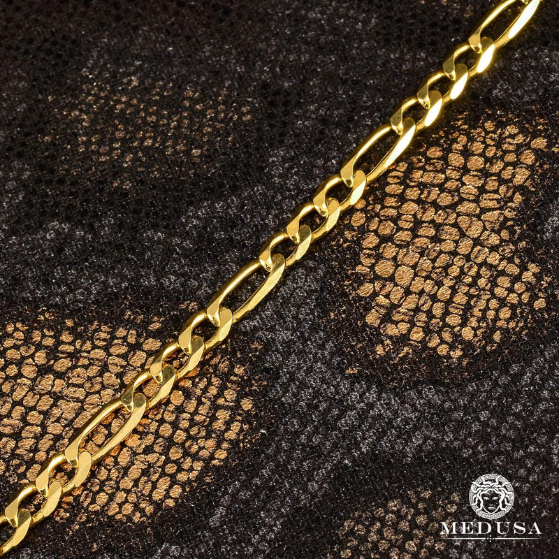 10K Gold Bracelet | Men&#39;s Bracelet 6mm Figaro Solid Bracelet