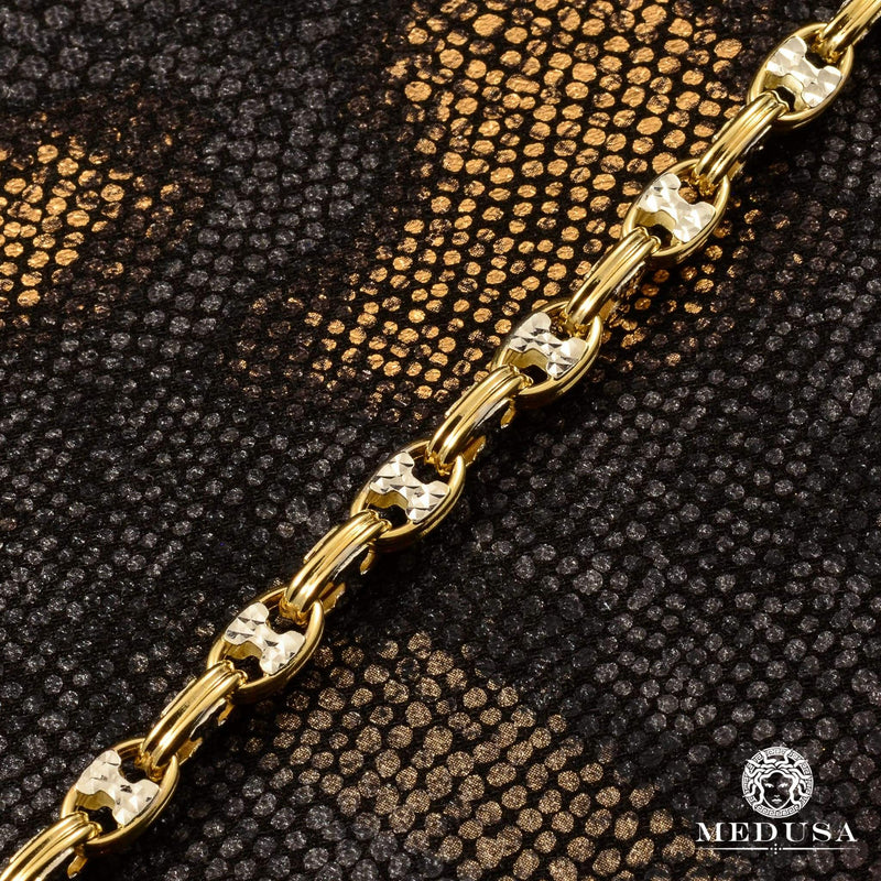 10K Gold Bracelet | Men&#39;s Bracelet 6mm Gucci Bullet Link 2 Tone Bracelet
