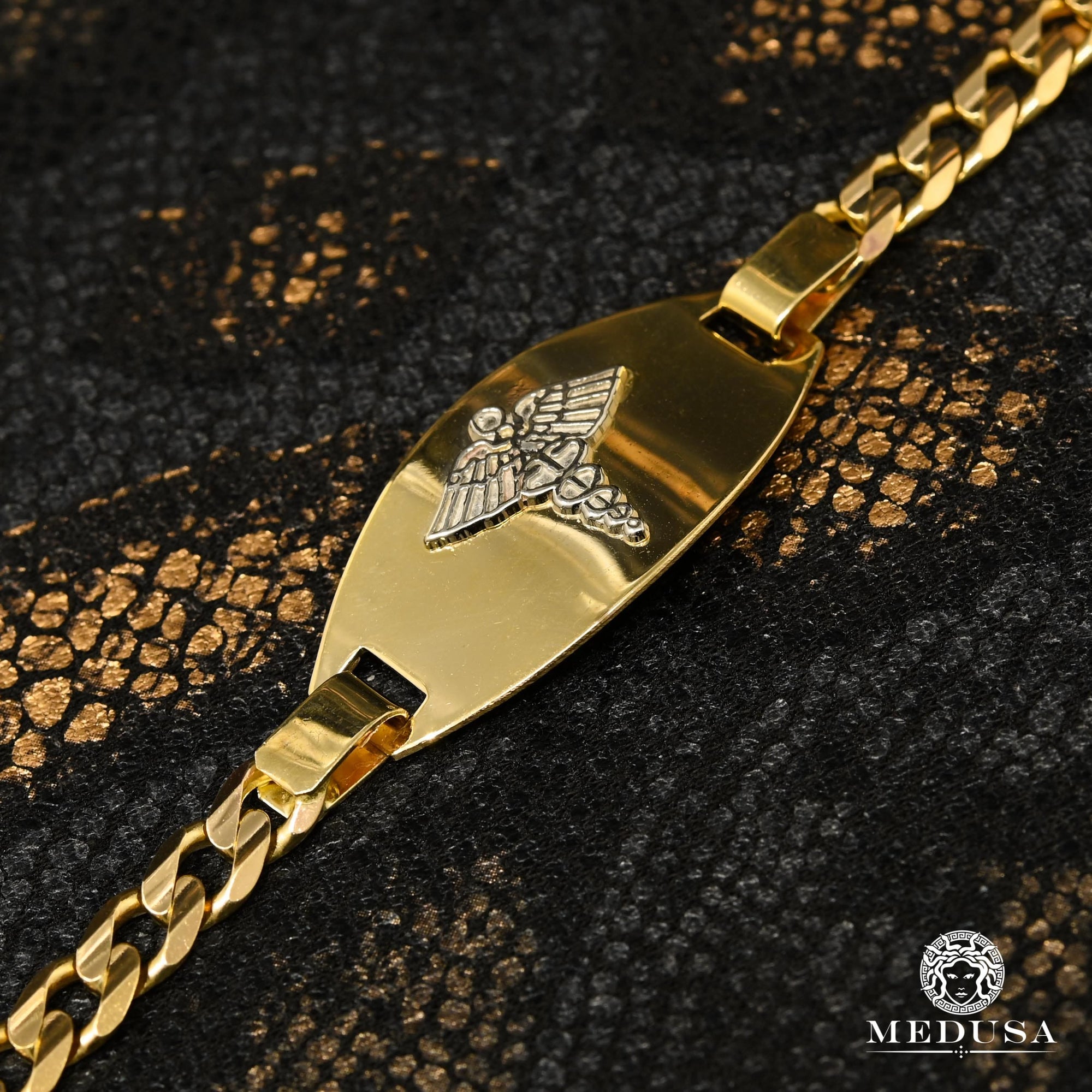 10K Gold Bracelet | Men's Bracelet 6mm Medical Curb Bracelet