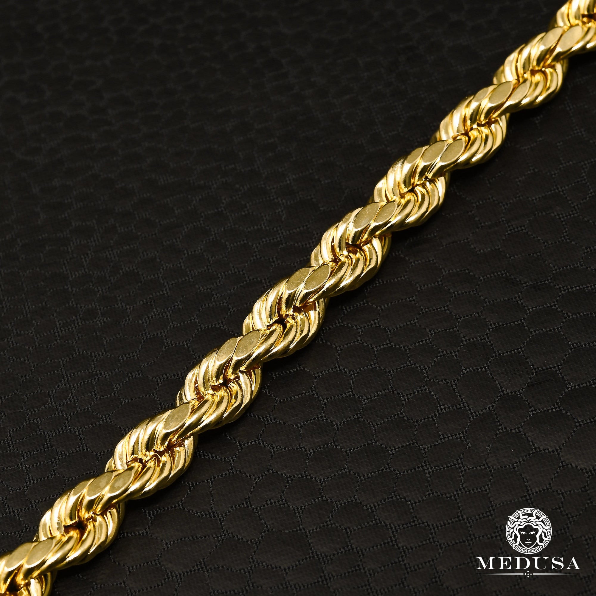 10K Gold Bracelet | Men's Bracelet 6mm Bracelet Rope Diamond Cut
