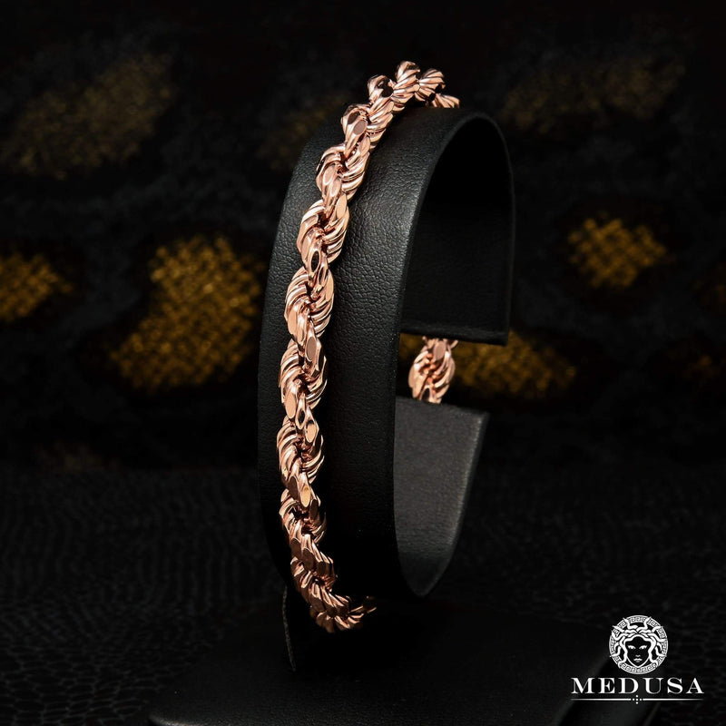 10K Gold Bracelet | Men&#39;s bracelet 6mm Rope Bracelet Rose gold