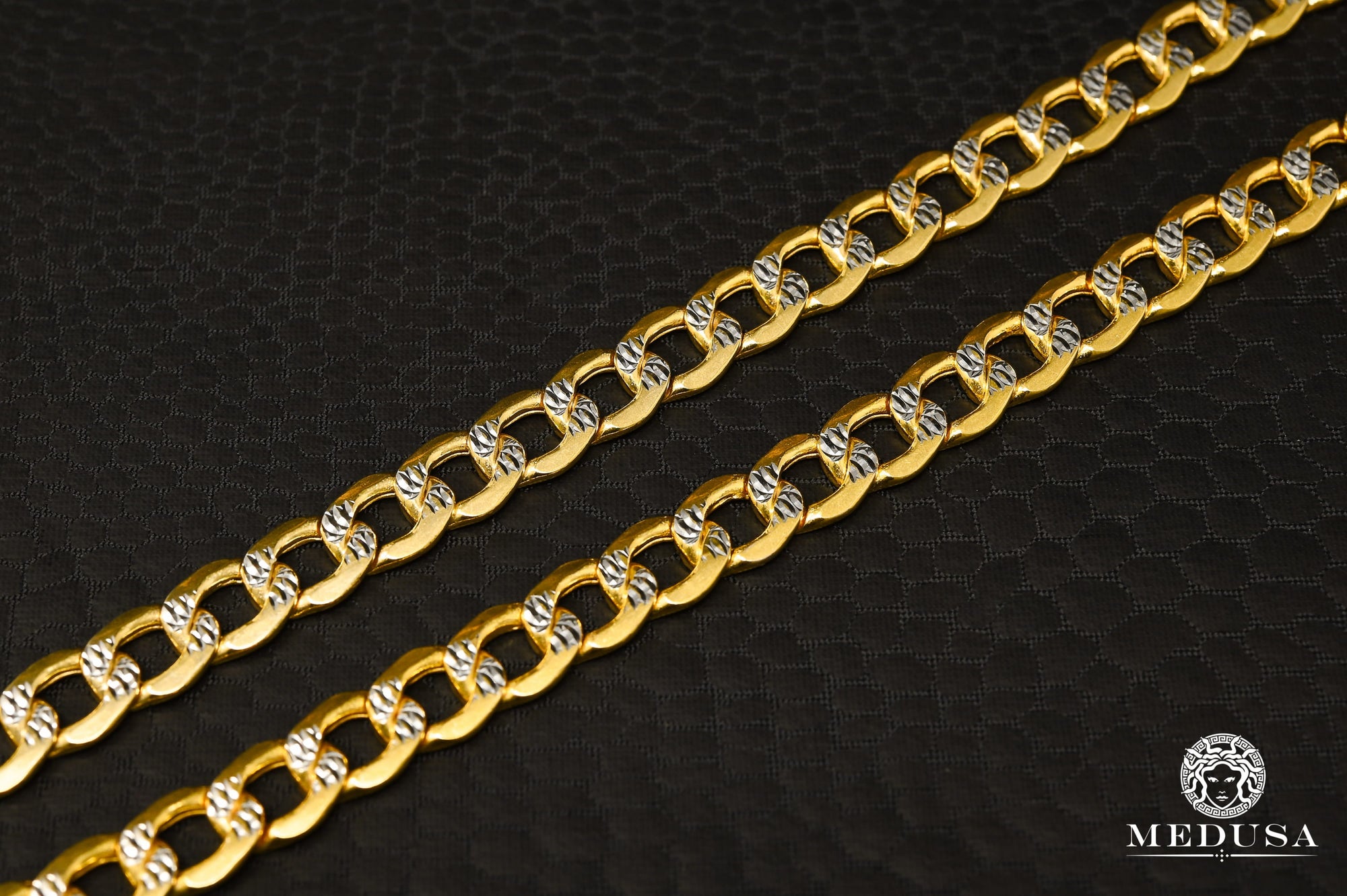 10K Gold Chain | Curb Chain 7.5mm Curb Link 2 Tones