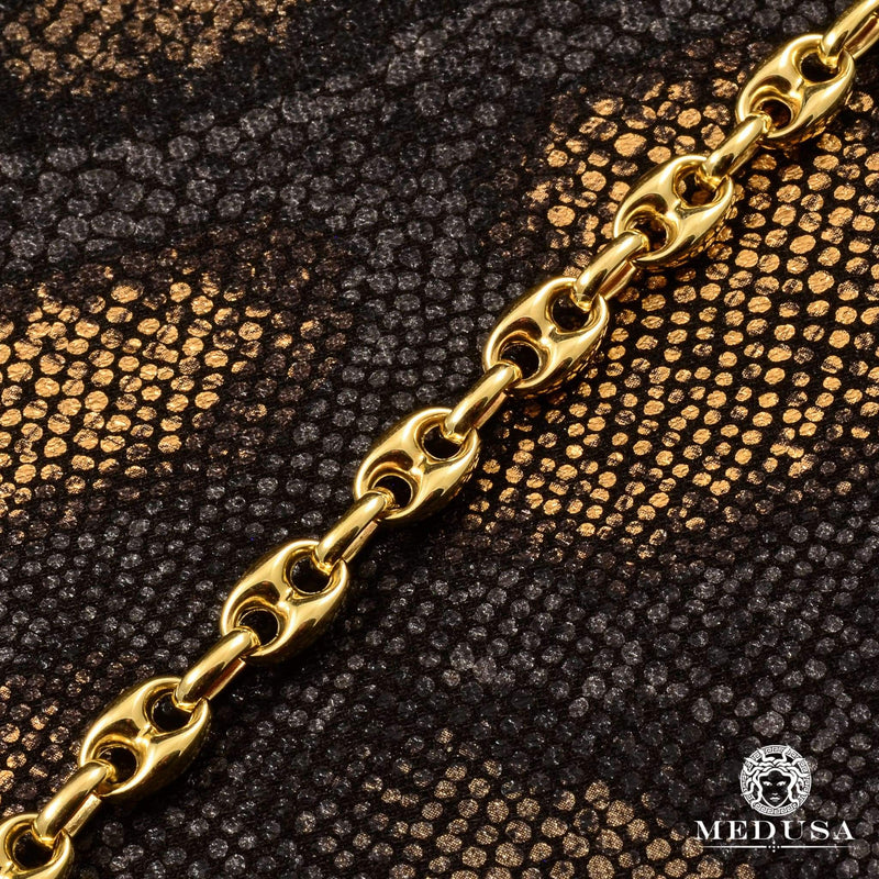10K Gold Bracelet | Men&#39;s Bracelet 7mm Gucci Puff Link Bracelet