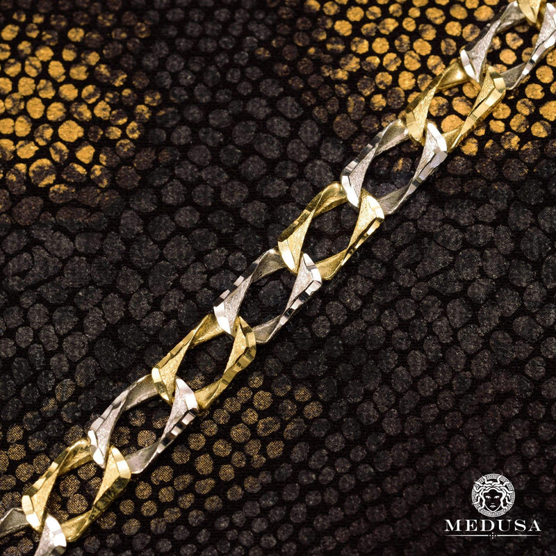 10K Gold Bracelet | Men&#39;s Bracelet 7mm Meshy Bracelet MA45 8&#39;&#39; / Gold 2 Tones