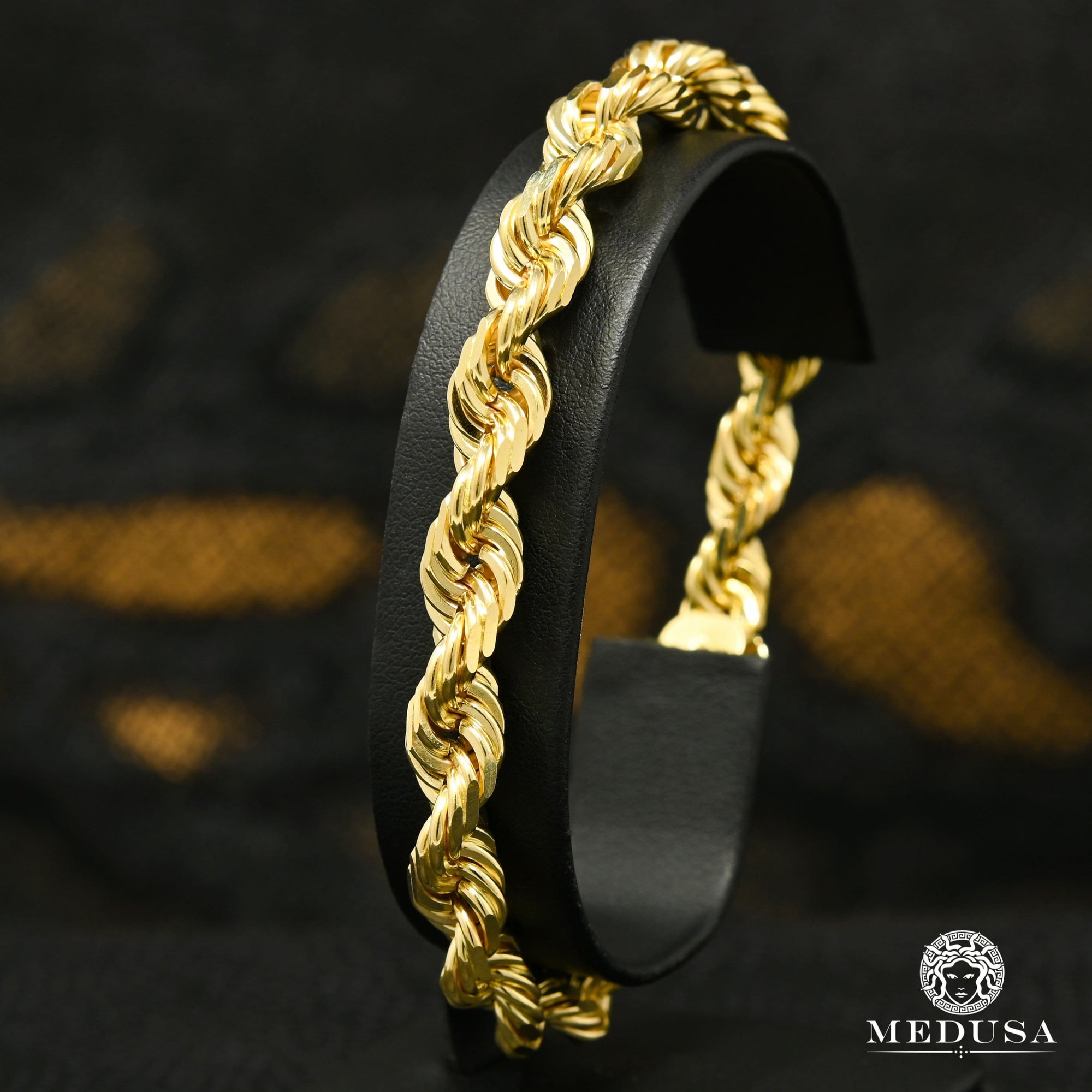 10K Gold Bracelet | Men's Bracelet 7mm Bracelet Rope Solid