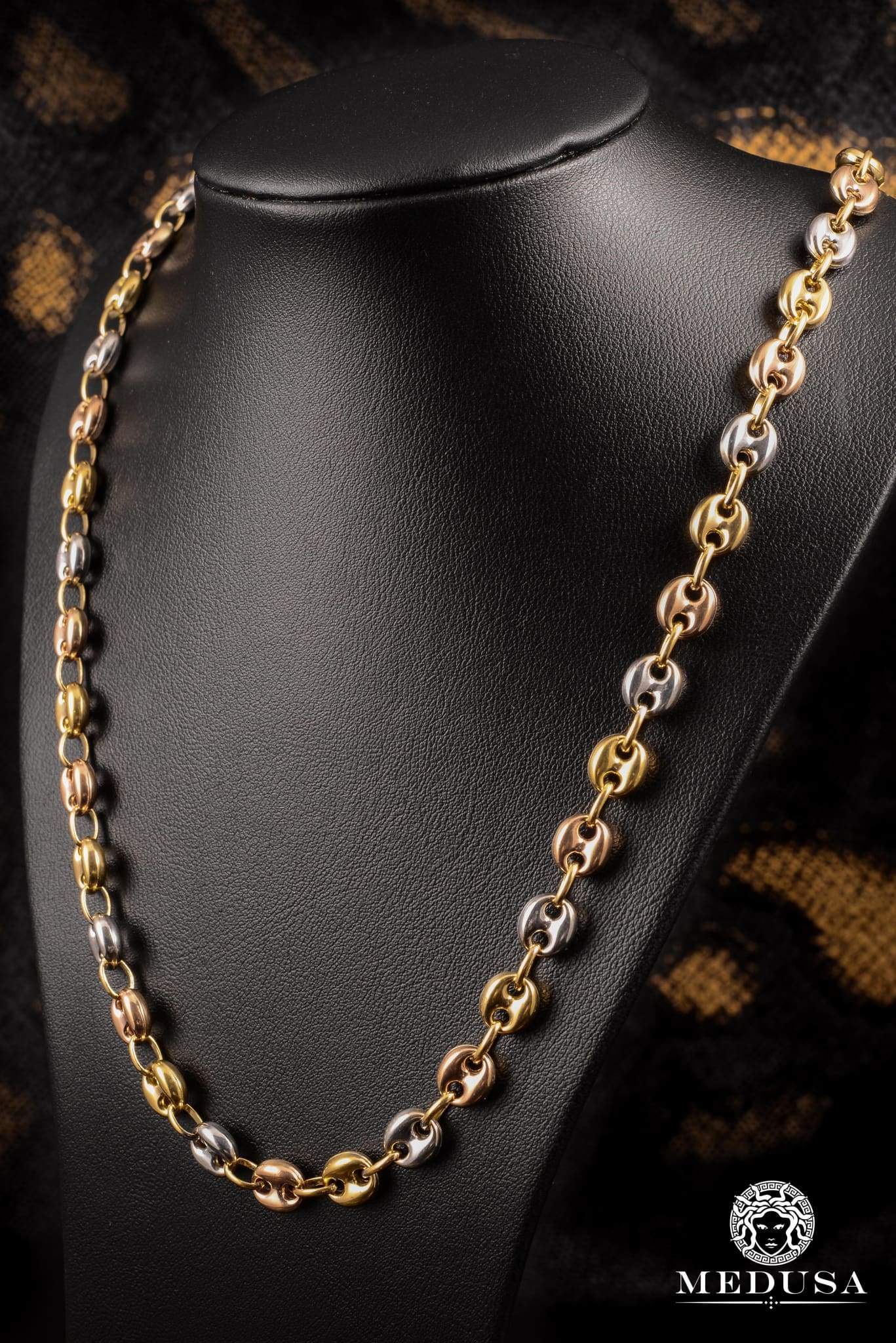 10K Gold Chain | Chain 7mm Gucci Puff Link 3 Tones