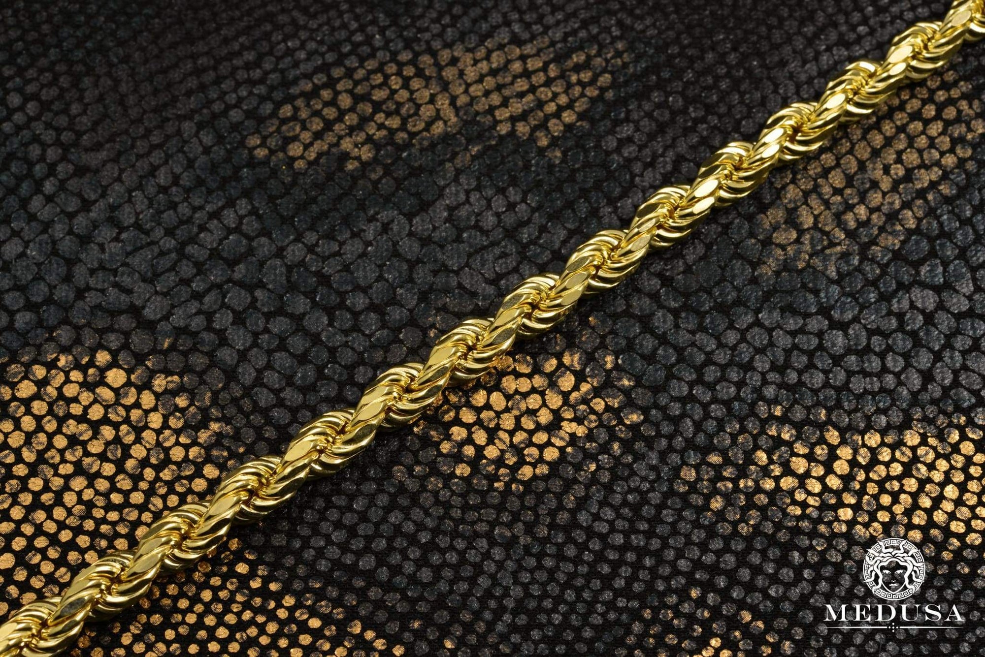 10K Gold Chain | 7mm Rope Diamond Cut Chain | Medusa jewelry